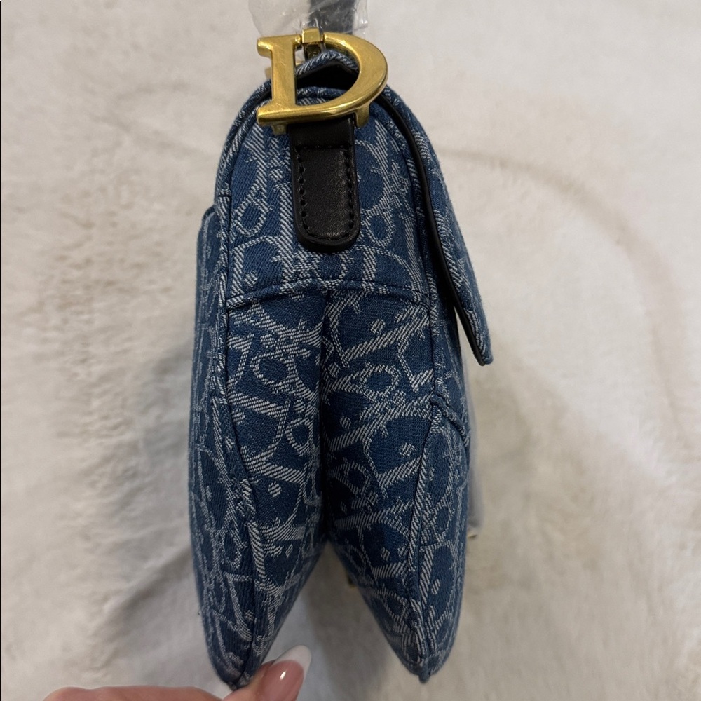 Dior Style Blue and Gray Shoulder Bag - Picture 8 of 8